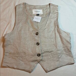 American Eagle Linen-Blend Vest Size L